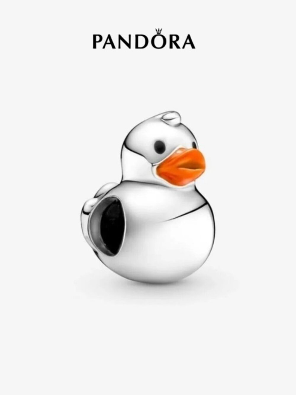 Pandora Silver Duck Charm with Orange Beak